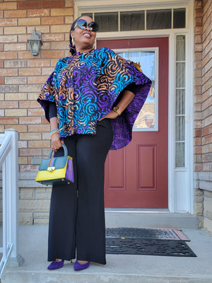 Moyin African Print Cape/Poncho