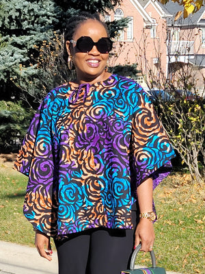 Moyin African Print Cape/Poncho