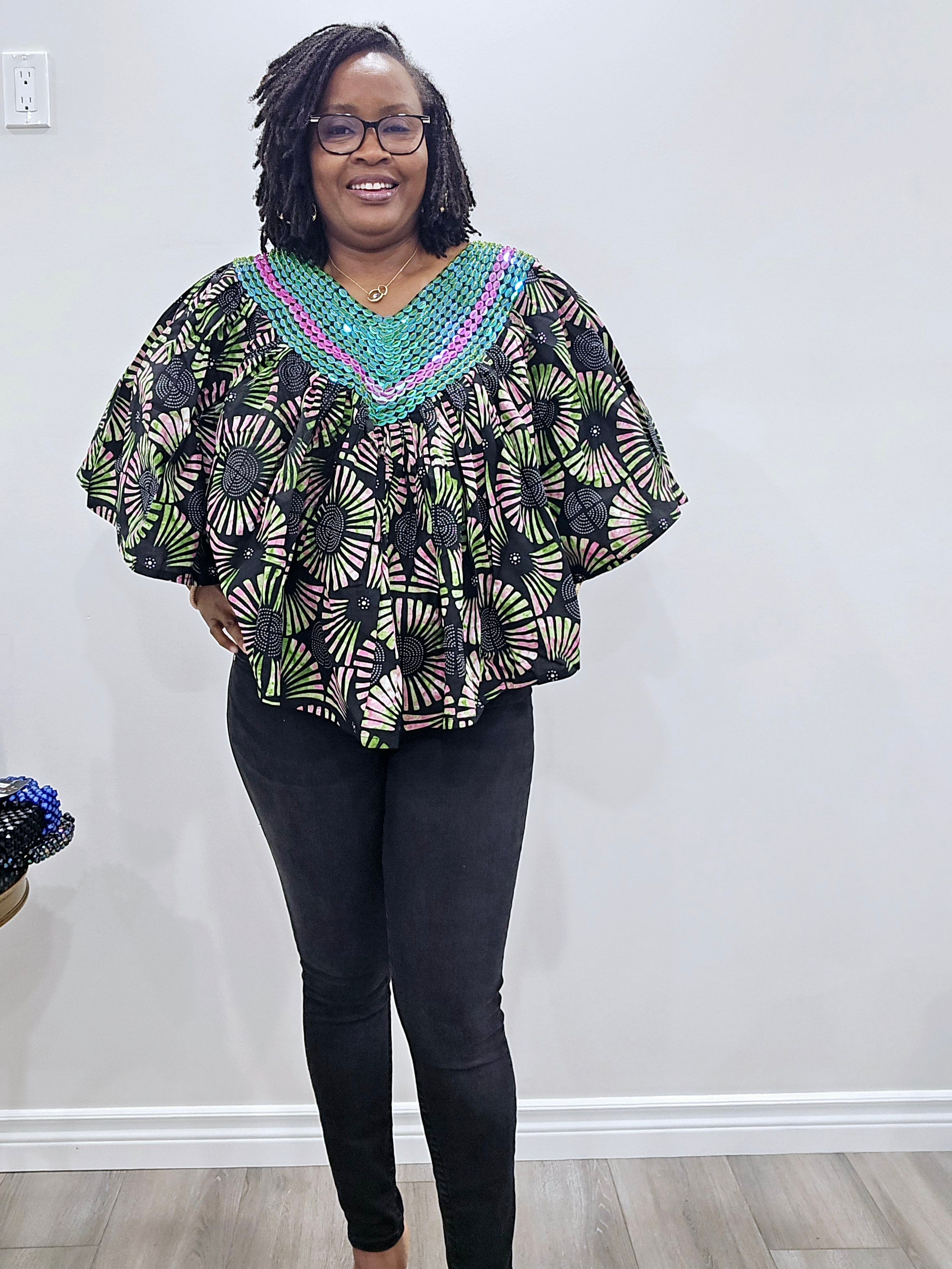 Ankara Beaded Blouse/Top