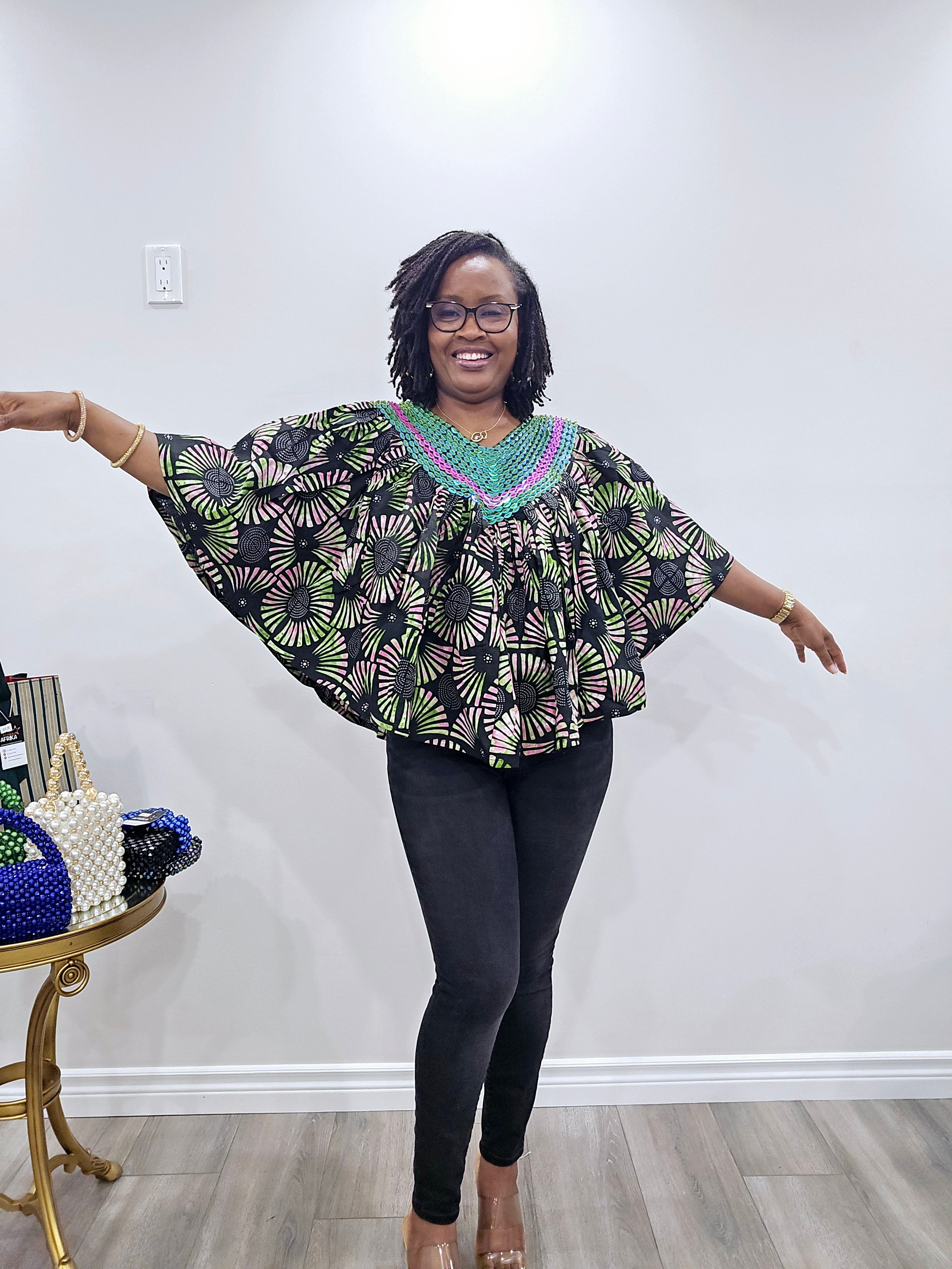 Ankara Beaded Blouse/Top