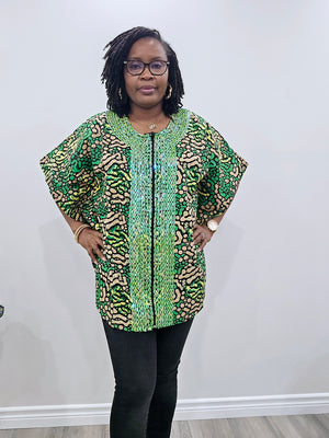 Ankara Beaded Blouse (Front Zipper)