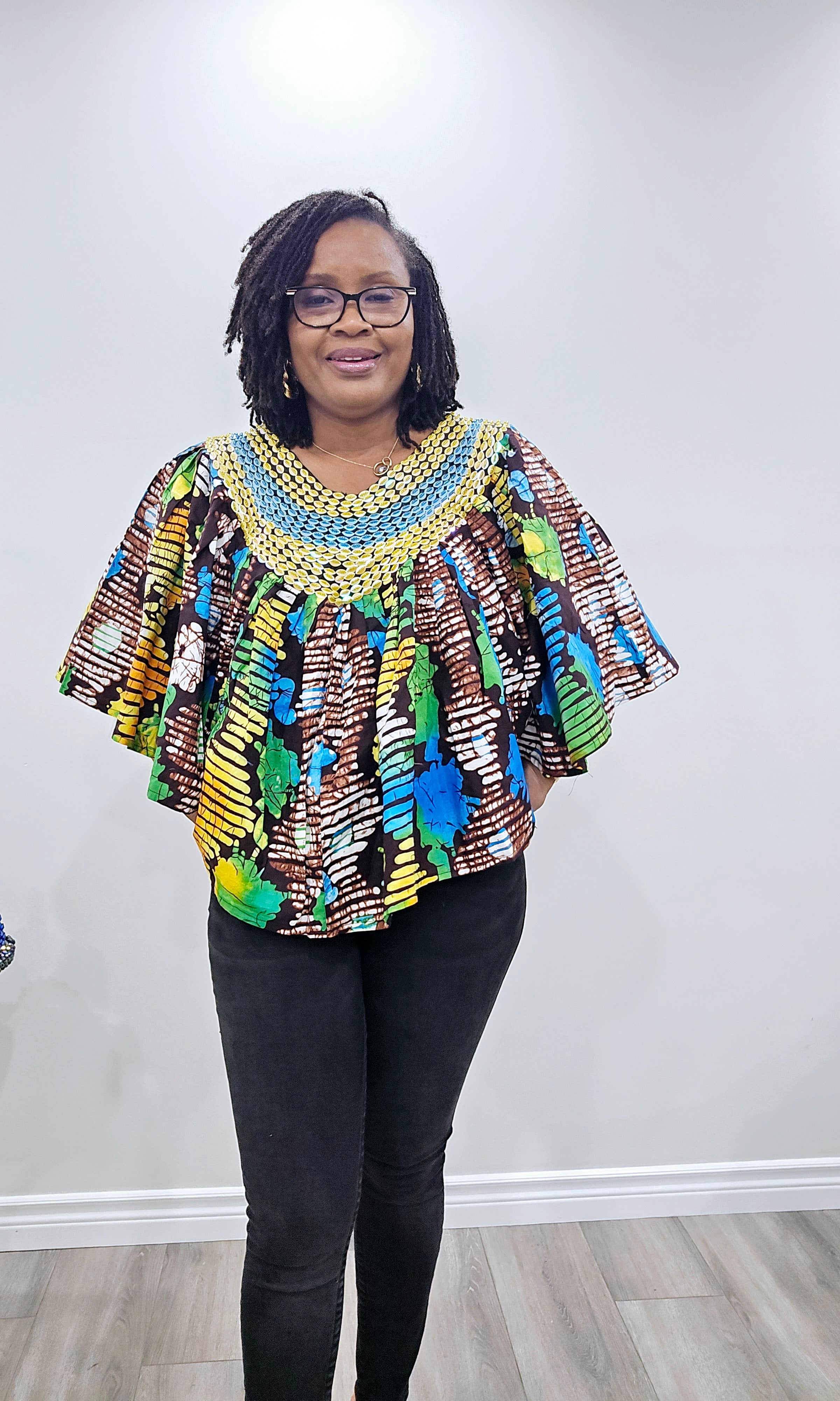 Ankara Beaded Blouse/Top