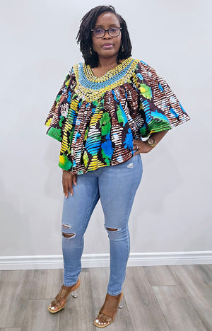 Ankara Beaded Blouse/Top