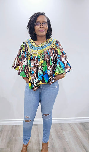 Ankara Beaded Blouse/Top