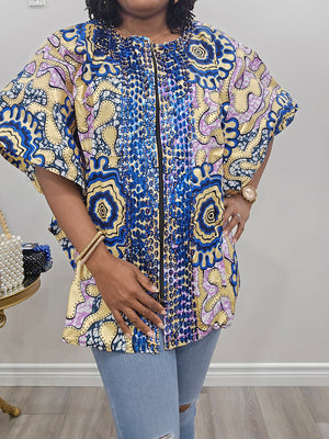 Ankara Beaded Blouse (Front Zipper)