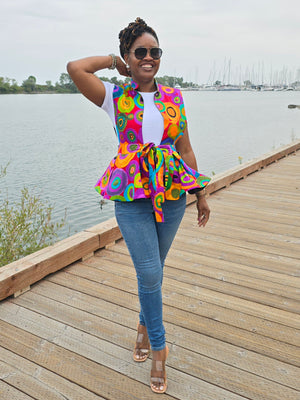 Ankara Sleeveless Peplum Blouse