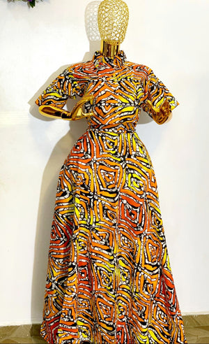 Ankara Shirt Crop Top and Maxi Skirt